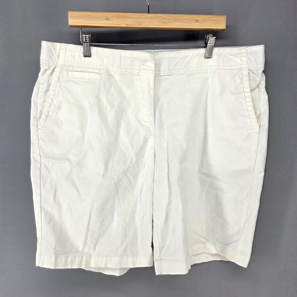 Charter Club Shorts Womens 16W White Stretch Flat Front Casual Summer Classic